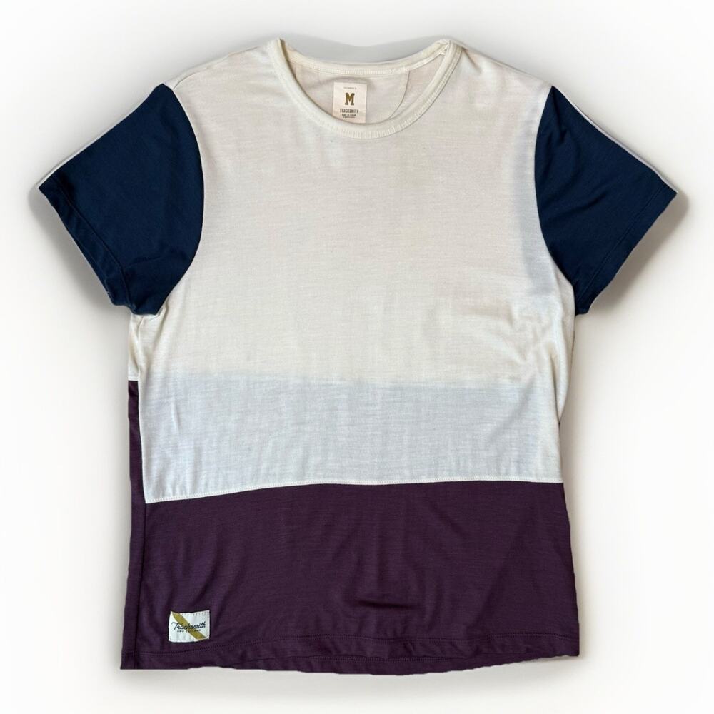 Tracksmith Merino Wool Shirt Women's M Multicolor Short Sleeve Off Roads